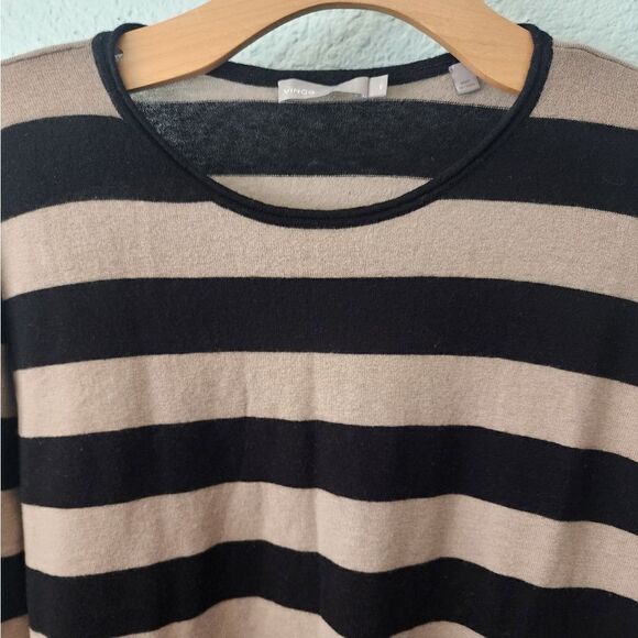 Vince wool cashmere blend sweater crewneck stripe long sleeve coastal minimalist - Picture 6 of 8